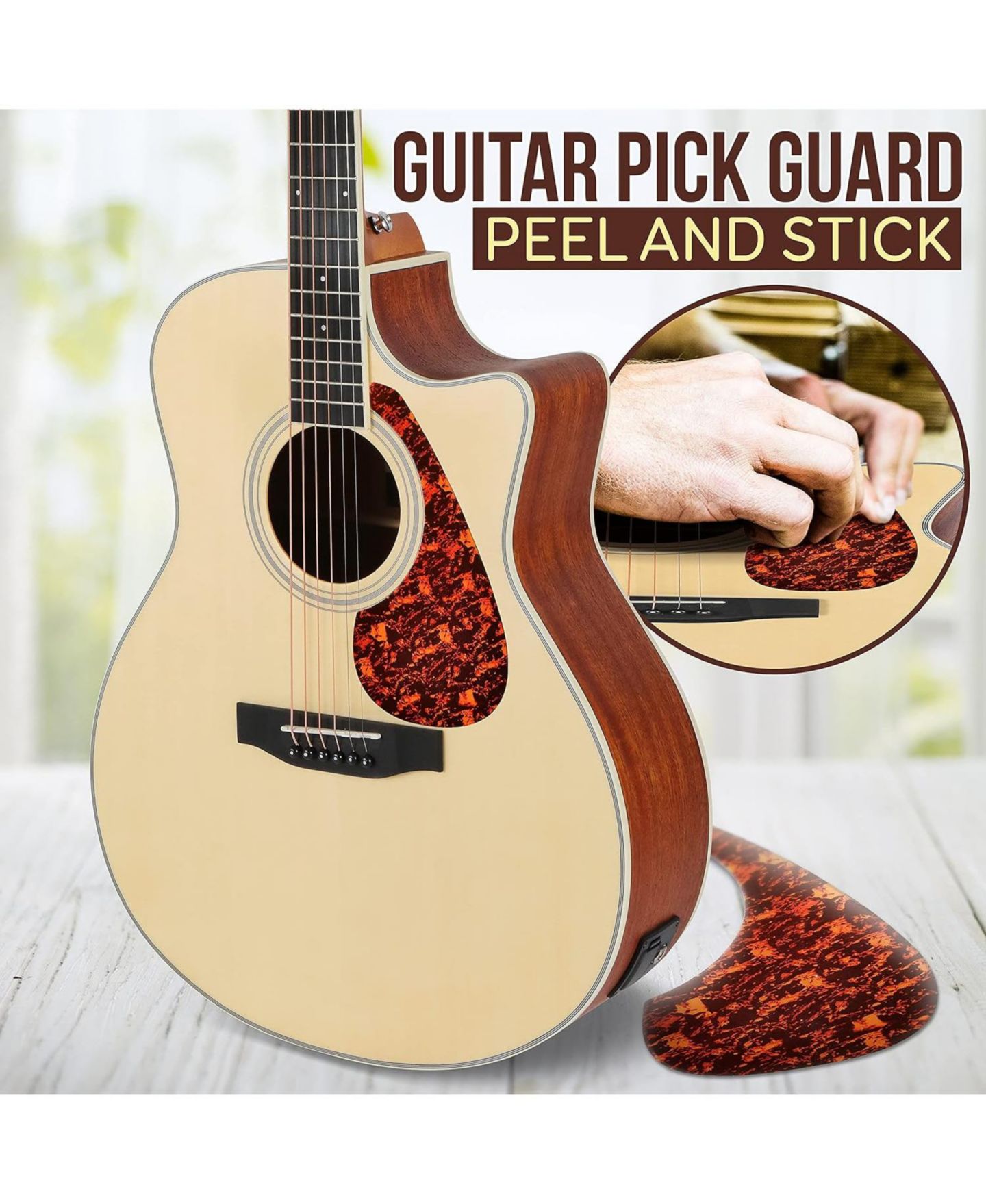 Детские игрушки Pyle 41" Electric Acoustic Guitar Kit - Full Size Dreadnought Cutaway with Spruce Top, Gig Bag, Strap, Picks and Extra Steel Strings, цвет: Коричневый — фото 4
