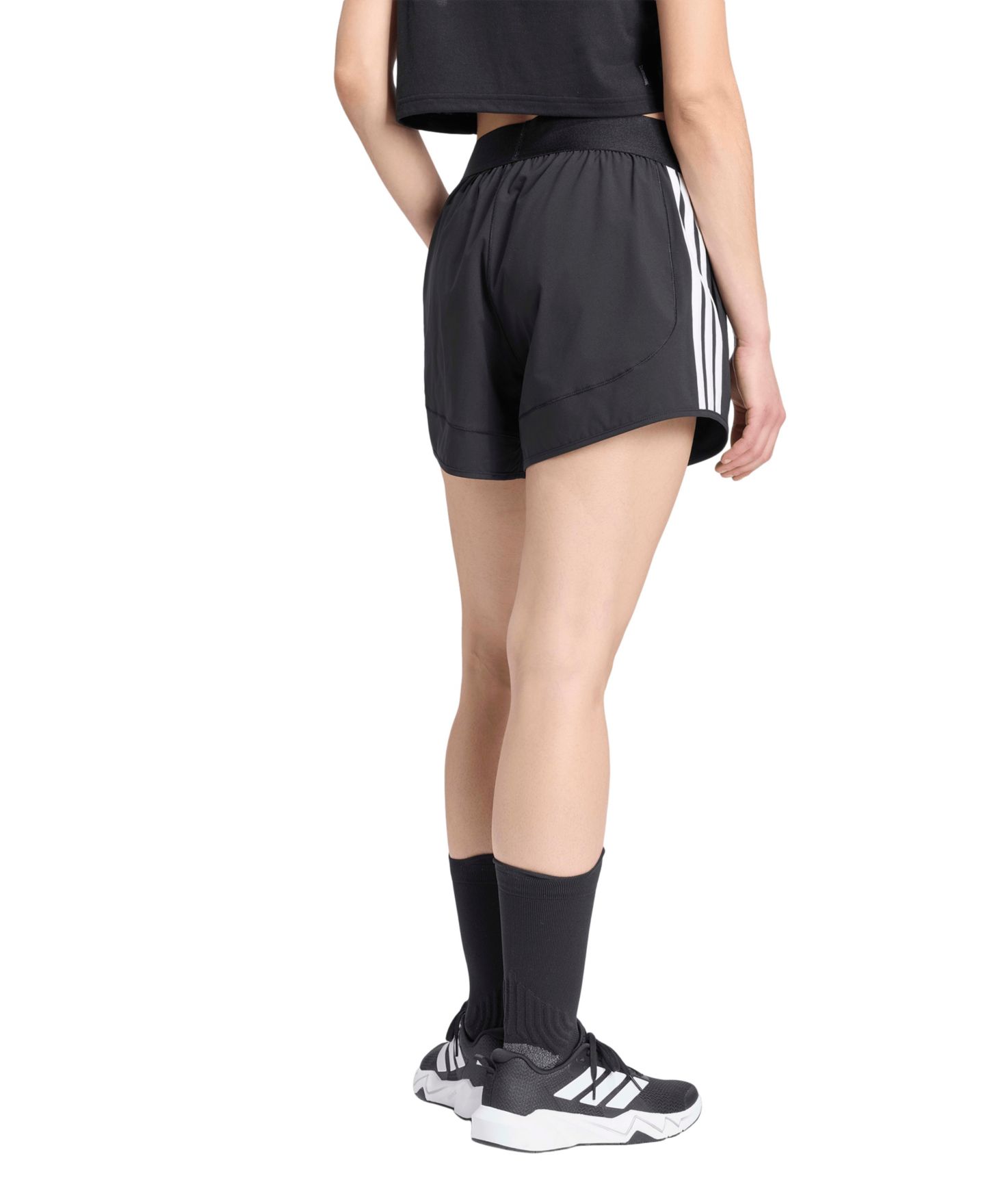 Женские шорты adidas Pacer Workout Flex 3-Stripes Training, цвет: Чёрный / Белый — фото 5