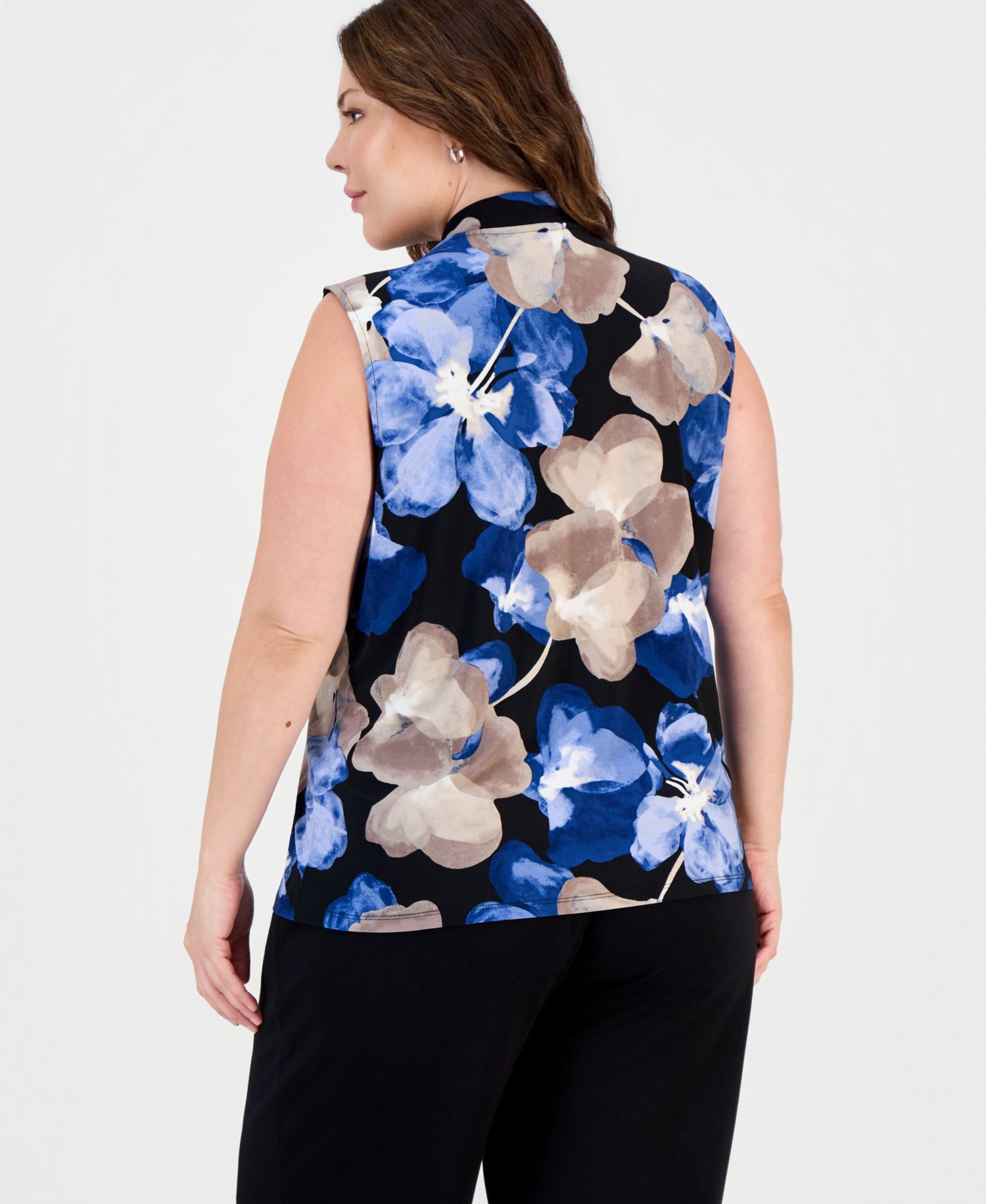 Plus Size Faux-Wrap Sleeveless Top