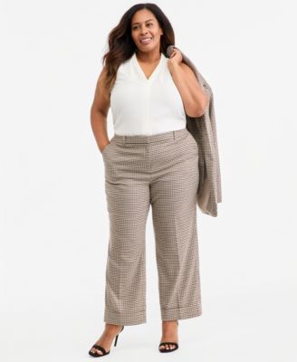 Plus Size Mid-Rise Cuffed-Hem Trousers