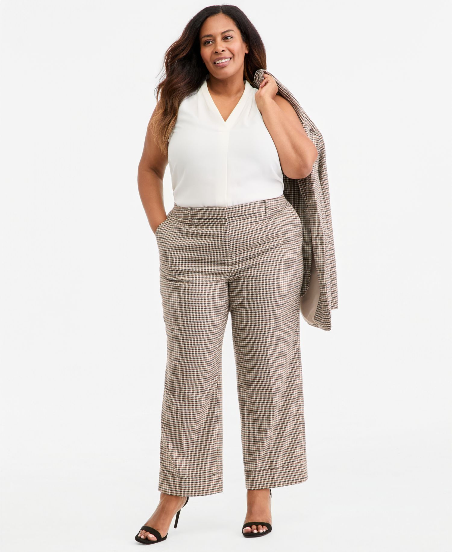 Plus Size Mid-Rise Cuffed-Hem Trousers