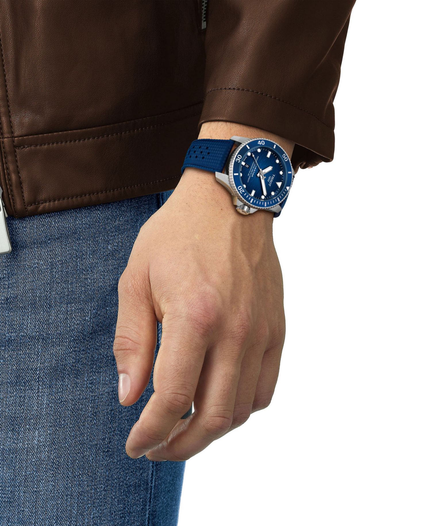 Men's Seastar Blue Rubber Strap Watch 44mm