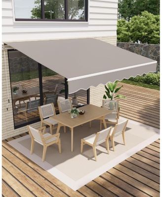 12x10Feet Retractable Waterproof Patio Awning, Outdoor Sun Shade Canopy