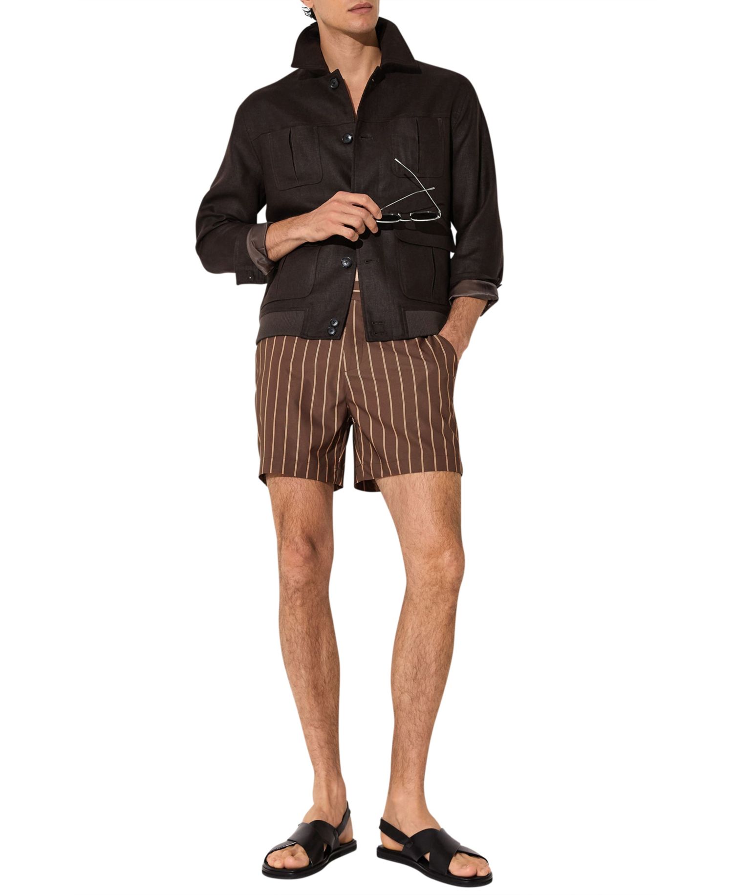 Men's Presley Pinstripe Side-Adjuster Swim Shorts