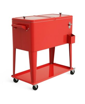 80 Quart Outdoor Patio Rolling Steel Construction Cooler