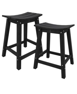 Weatherproof HDPE Bar Stools Set - Outdoor Counter Height Patio Chairs, Heavy Duty Resin, Ergonomic Footrest, Non-Slip, for Garden, 2-Pack