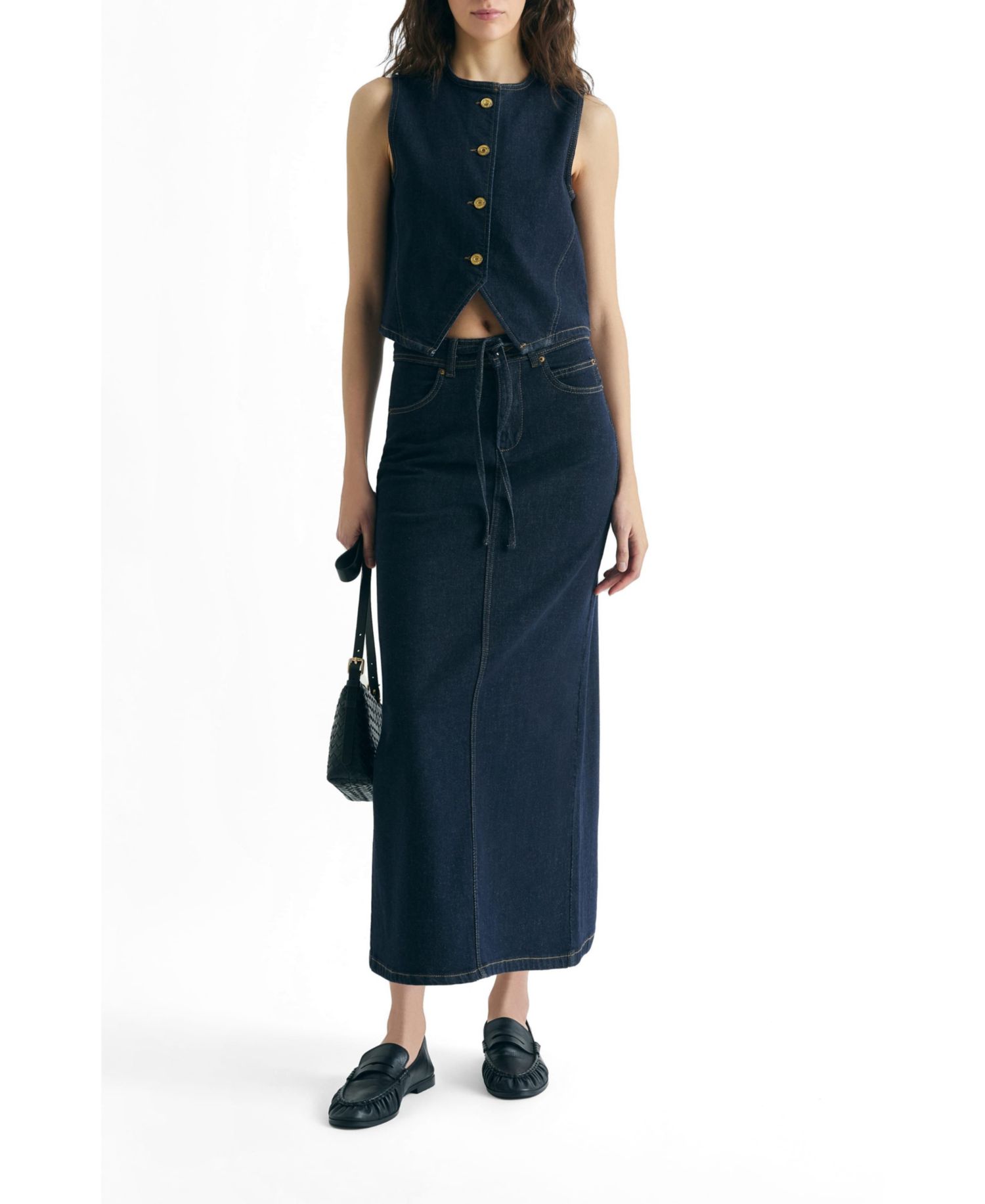 Women's Cropped Denim Vest