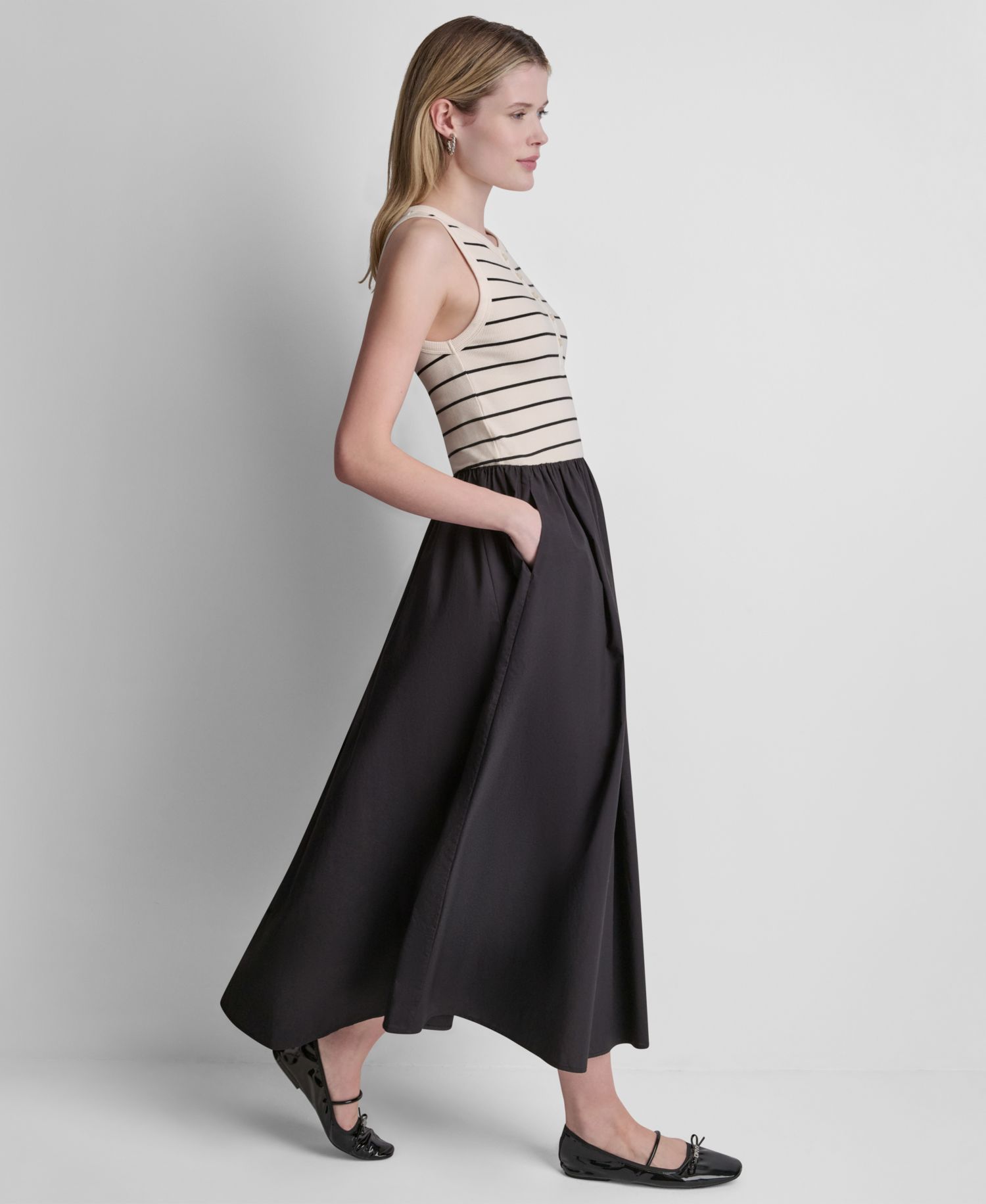 Women's Rib Henley Tank Maxi Dress