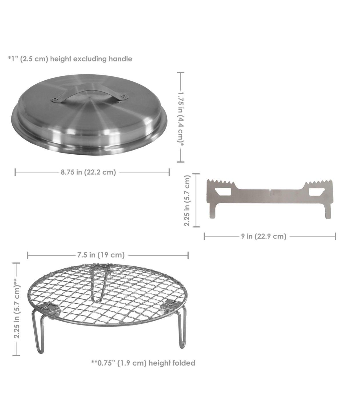 Sunnydaze Decor 3-Piece Stainless Steel Smokeless Fire Pit Accessory Kit