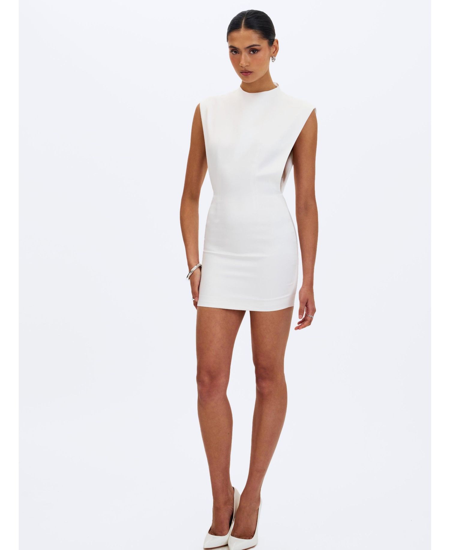 Women's Vienna Satin Mock Neck Mini Dress