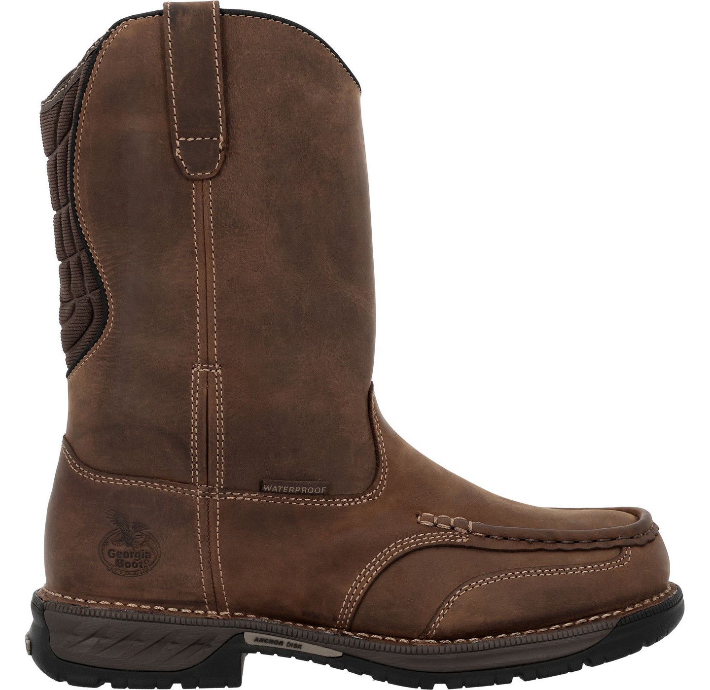 Мужские ботинки GEORGIA BOOT Athens Pull-On Waterproof Moc-Toe Work Boot, цвет: Коричневый — фото 3