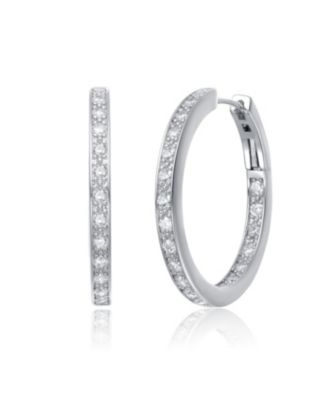 Elegant Sterling Silver Cubic Zirconia Timeless Hoop Earrings