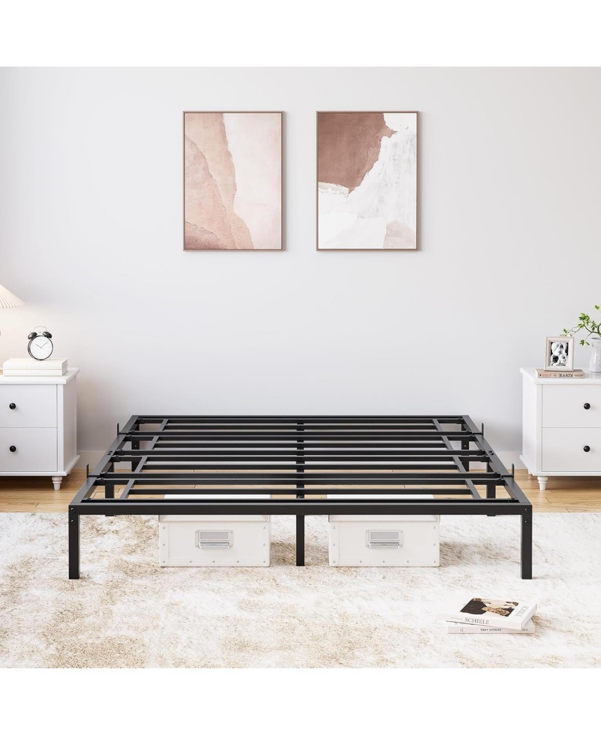 gaomon 8 Inch Size Bed Frames Heavy Duty Metal Platform Bed with Under Bed Storage, Sturdy Steel Slat Support