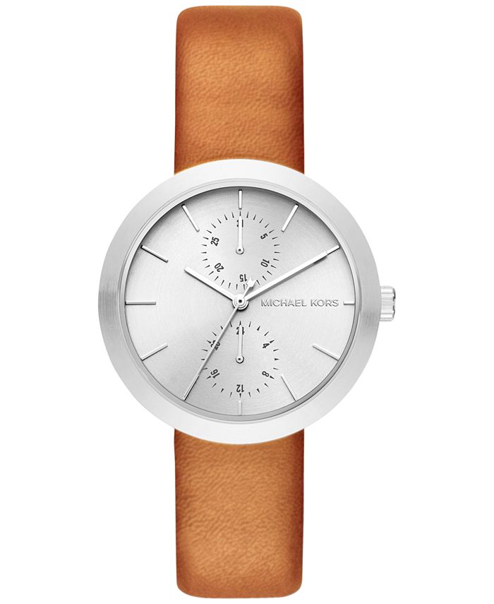 Michael Kors Women's Garner Luggage Leather Strap Watch 39mm MK2573