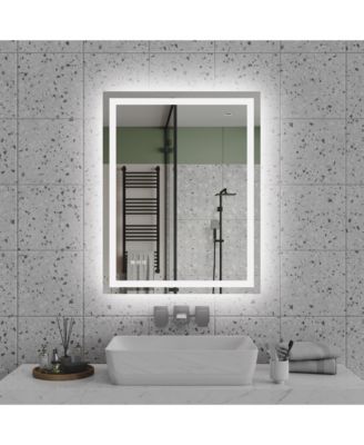 28"36" LED Bathroom Mirror, Anti-fog Vanity Mirror with Front-Lit and Back-Lit, Stepless Dimmable, Shatter-Proof Make Up Mirror