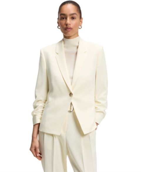 Женский пиджак Hugo Boss BOSS by Japanese Crepe Slim-Fit Blazer, цвет: Бежевый