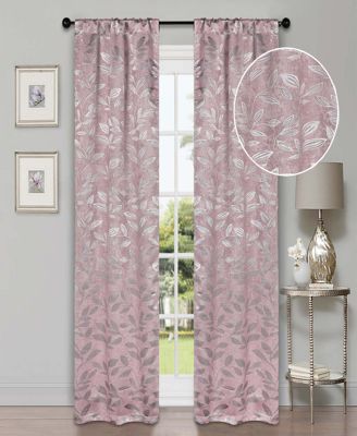 Leaves Machine Washable Room Darkening Blackout Curtains, Set of 2