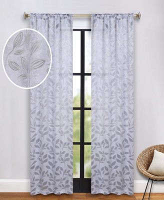 Leaves Machine Washable Room Darkening Blackout Curtains, Set of 2