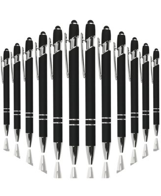 Ballpoint Pen Stylus Soft Touch Metal Click 12 Pens