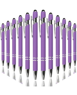 Ballpoint Pen Stylus Soft Touch Metal Click 12 Pens