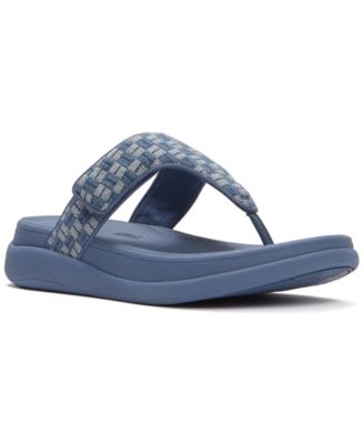 Women's F-Mode Go Checkerboard-Denim Toe-Post Sandals