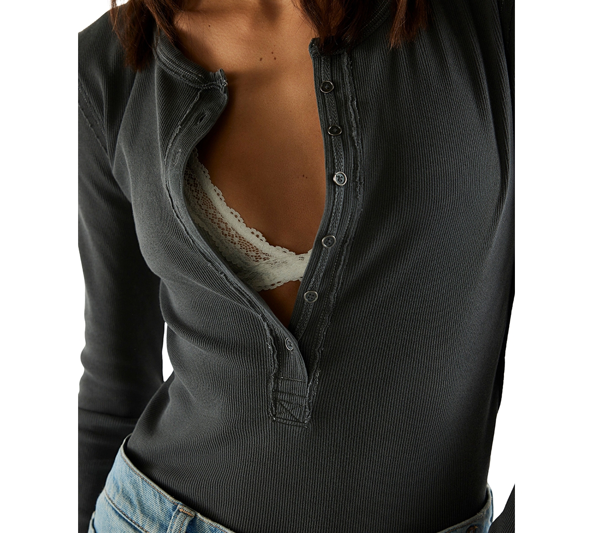 Free People Women's Long-Sleeve Henley Top