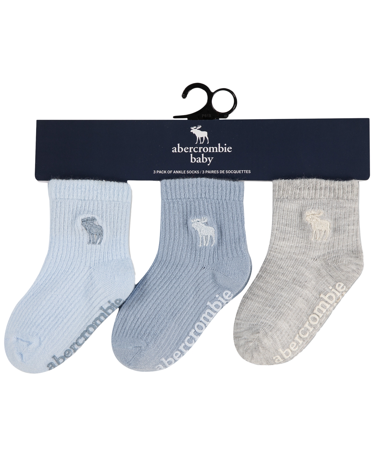 abercrombie kids Boys' and Girls' 6M-4T Ribbed Socks, 3-Pack