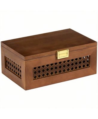 Small Rattan Storage Box with Lid for Keepsakes and Accessories