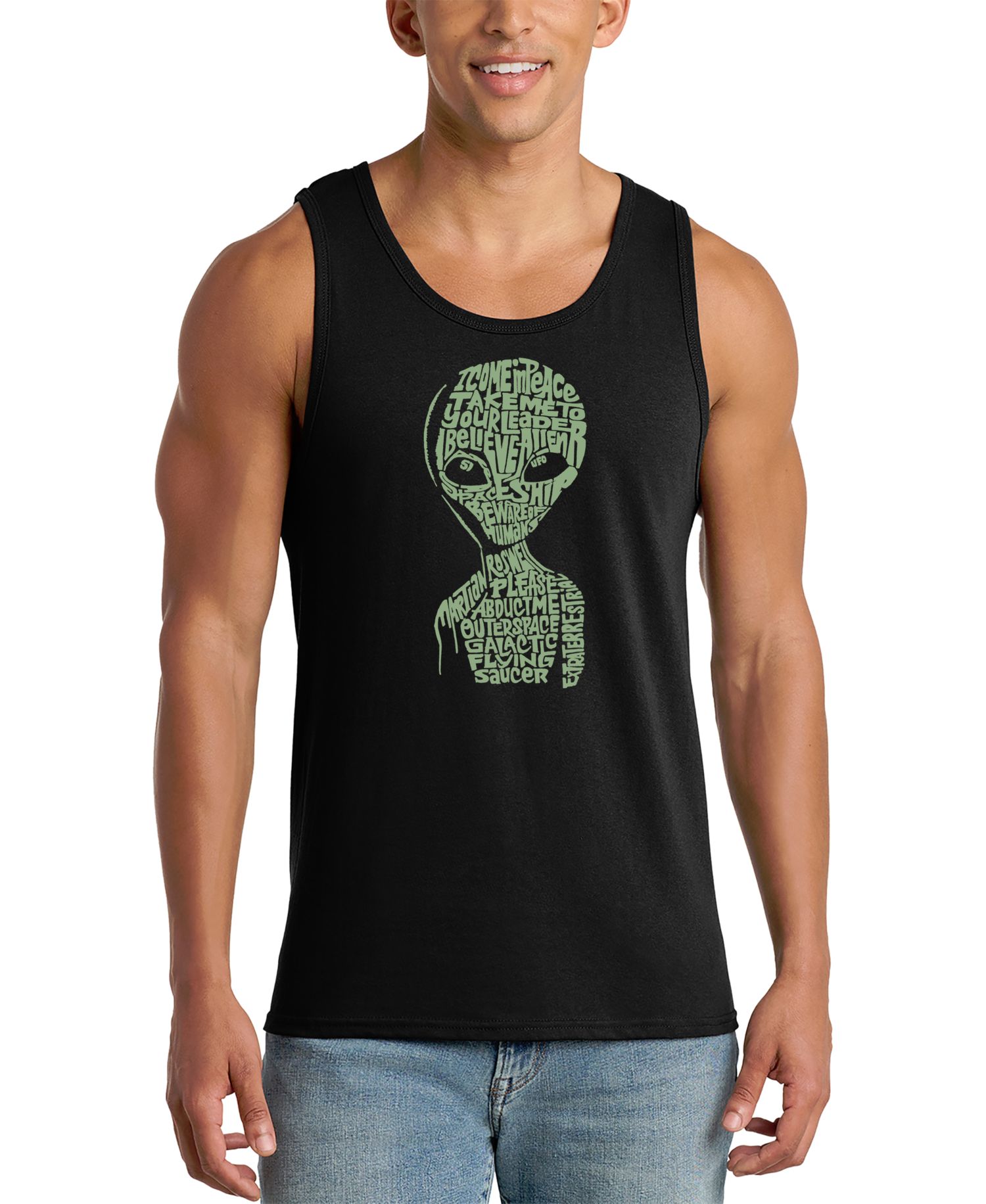Men's Alien Head Graphic Tank Top