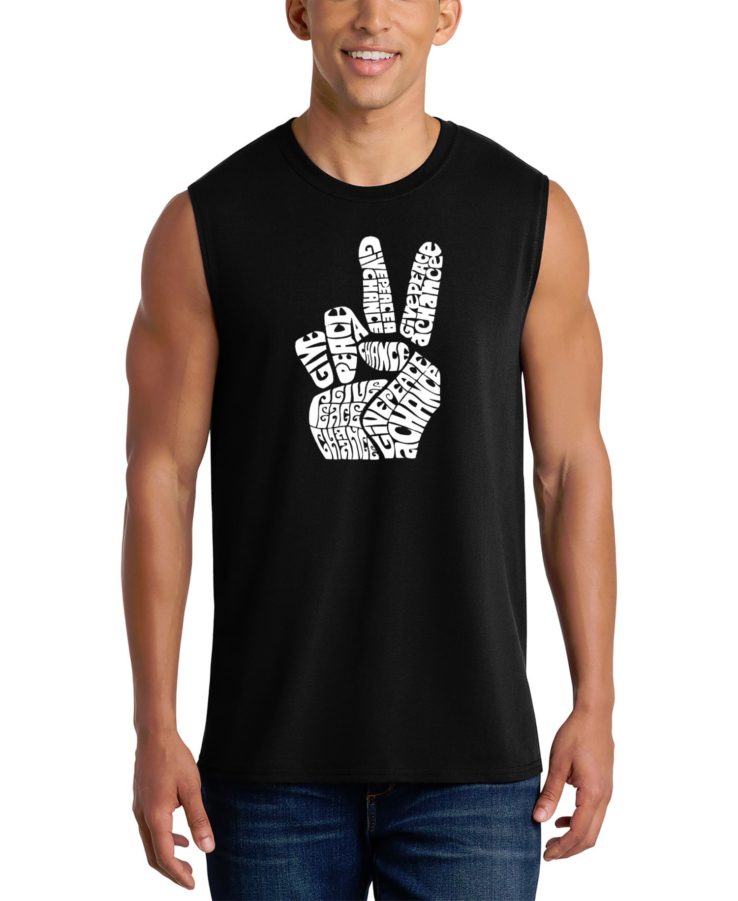 Men's Peace Sign Word Art Tank Top