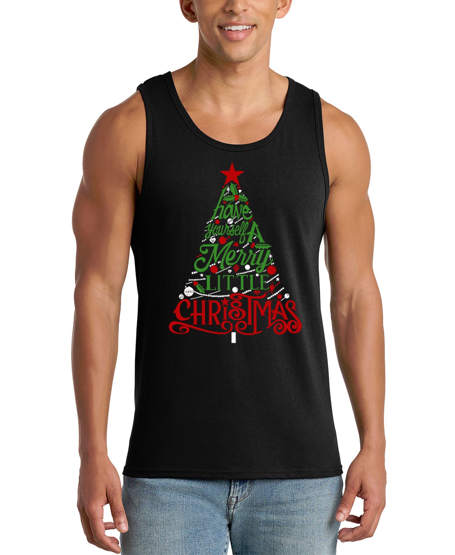 Men's Merry Christmas Tree Graphic Tank Top