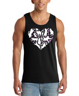 Men's Cat Heart Word Art Graphic Tank Top