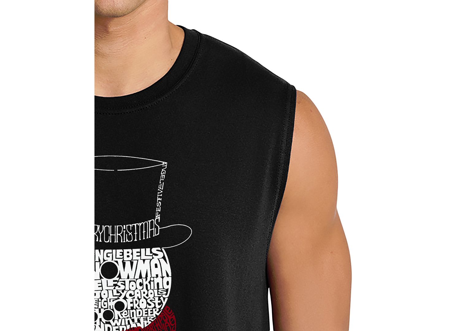 Men's Snowman Top Hat Winter Word Art Graphic Tank Top