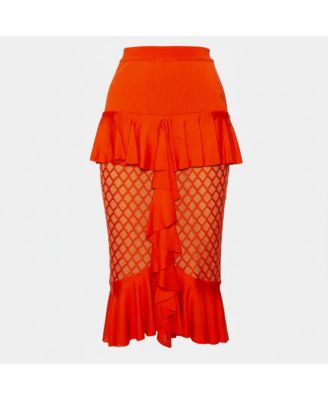 Women's Knit Ruffled Midi Skirt