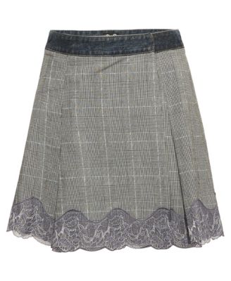 Pre-Owned Dolce and Gabbana Women's Plaid Denim Lace Detail Wrap Skirt
