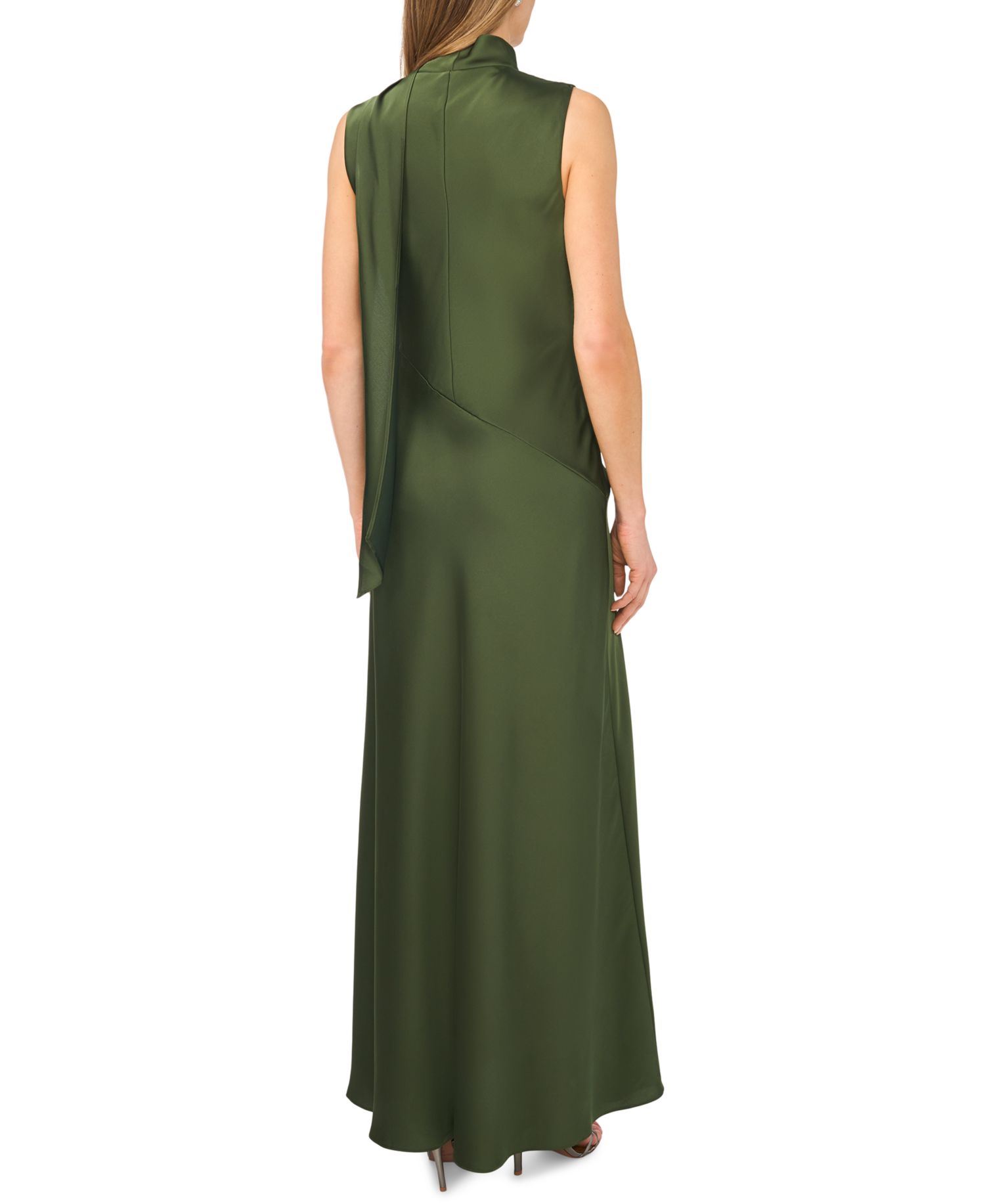 Women's Sleeveless Cowl Neck Scarf-Tie Maxi Dress