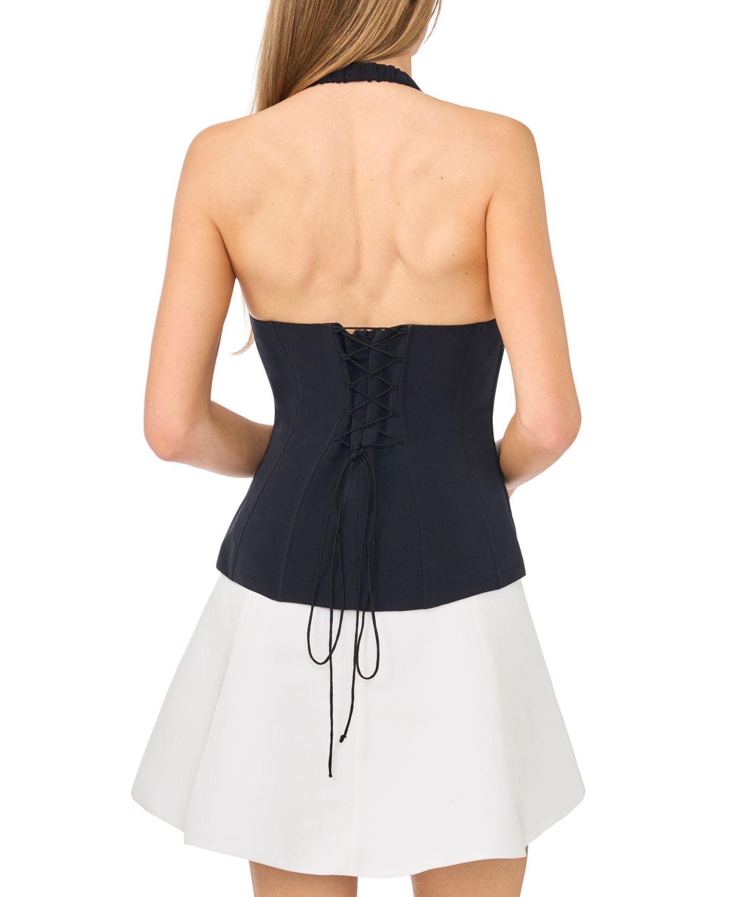 Women's Square Neck Halter Combo Mini Dress