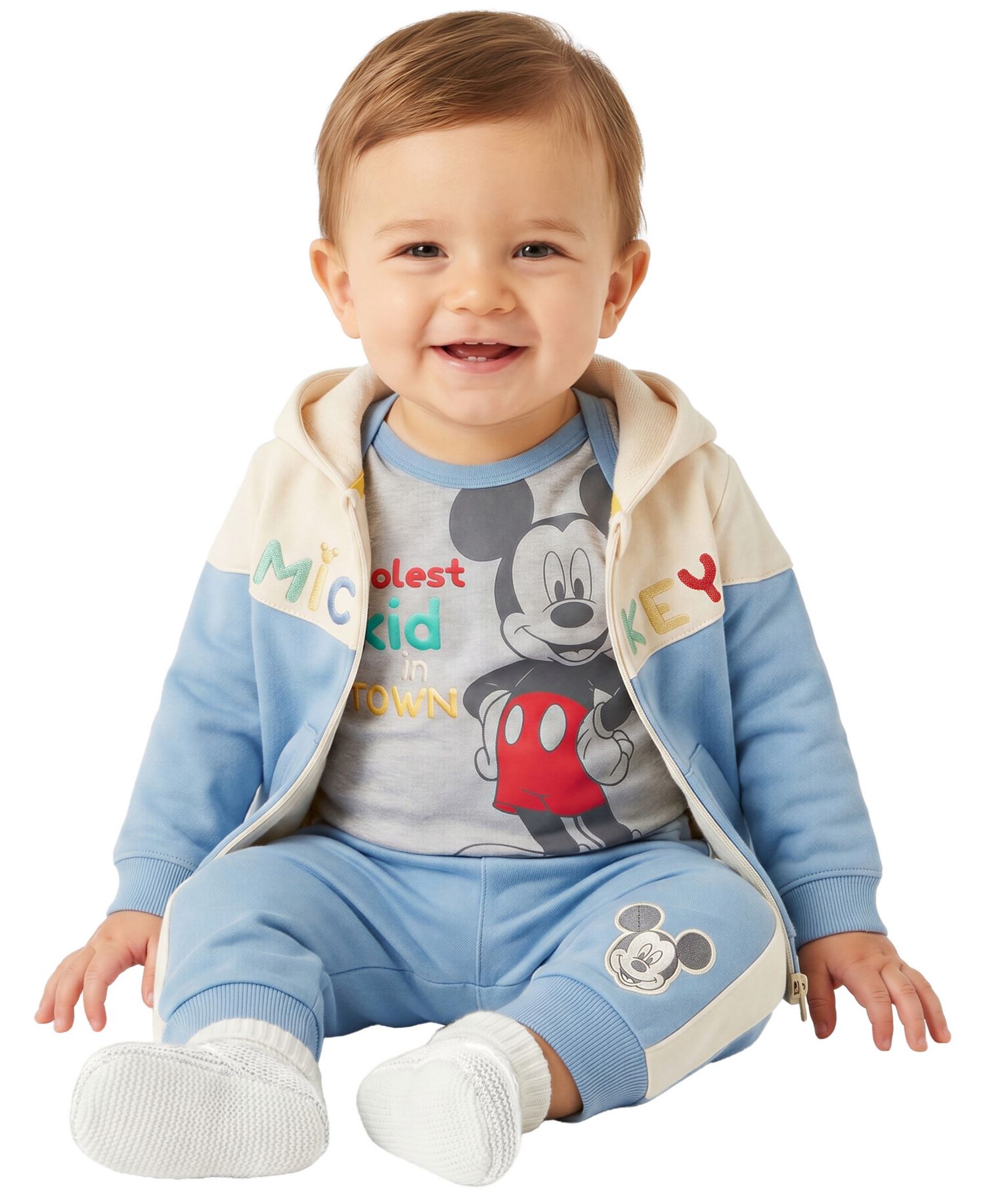 Baby Boys' Mickey Mouse Long-Sleeve Hoodie, 2 Bodysuit and Pants, 4-Piece Set