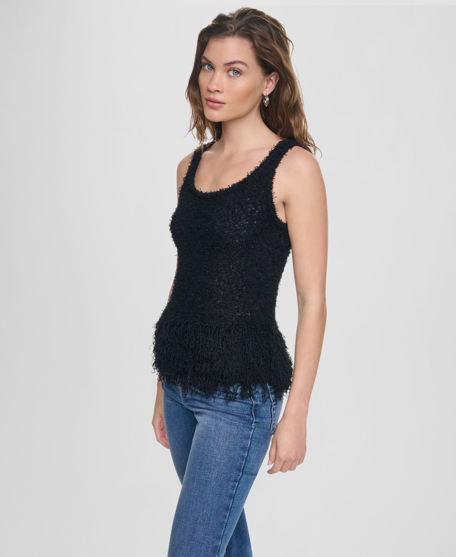 Women's Sleeveless Cropped Fringe Tank Top