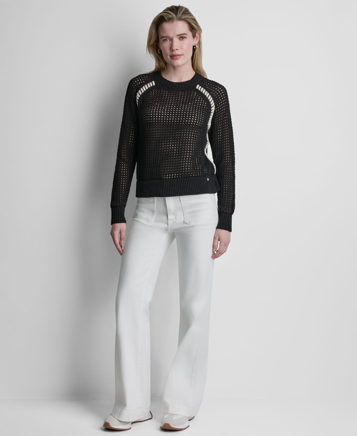 Women's Open Stitch Long Raglan-Sleeve Sweater