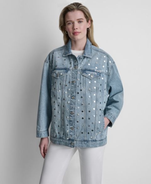 Женские куртки DKNY Jeans Long-Sleeve Oversized Tucker Jacket