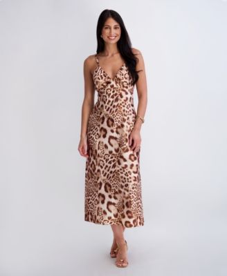 Women’s Animal Print Satin Midi Dress
