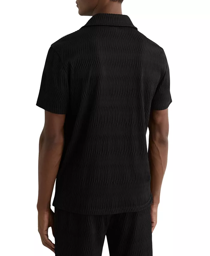 Men's Aleo Textured-Wave Cuban-Collar Shirt - thumbnail 3