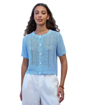 Women's Crochet Short Sleeve Cardigan