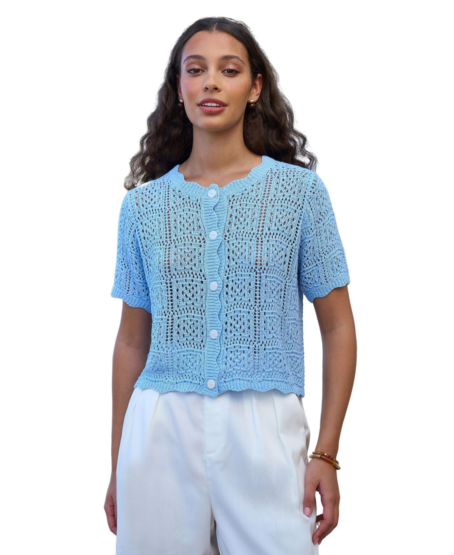 Women's Crochet Short Sleeve Cardigan