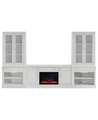 Amren 129" Wood 2-Door Console and 2-Door Hutches with Fireplace Insert