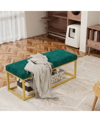 Mid-Century Modern Storage Bench with Steel Frame