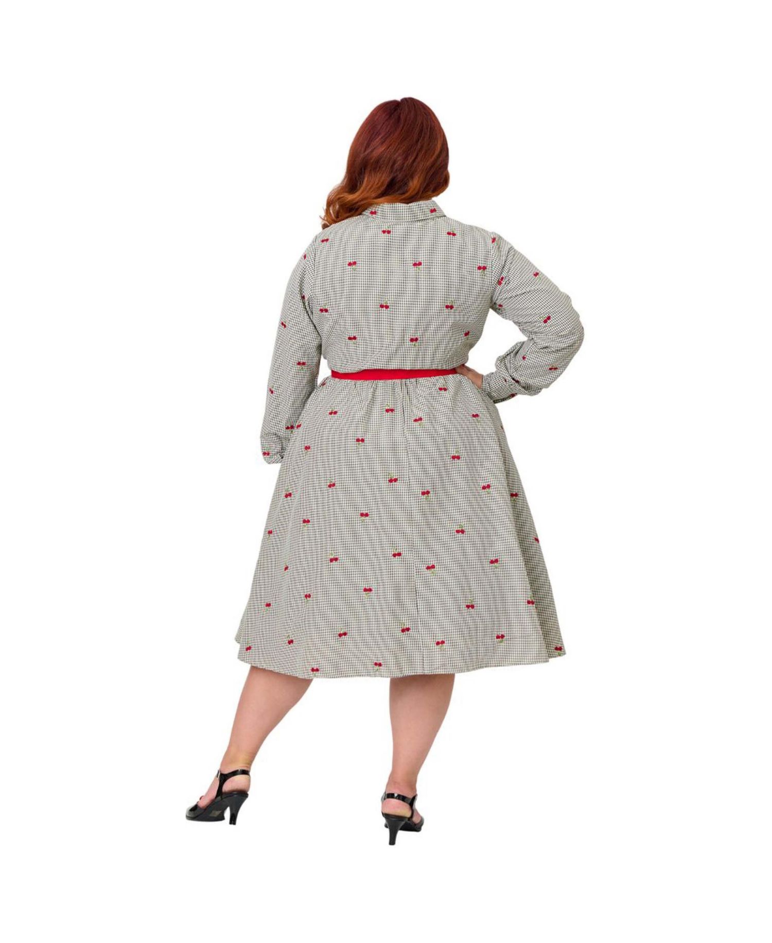 Plus Size Long Sleeve Belted Shirt Dress