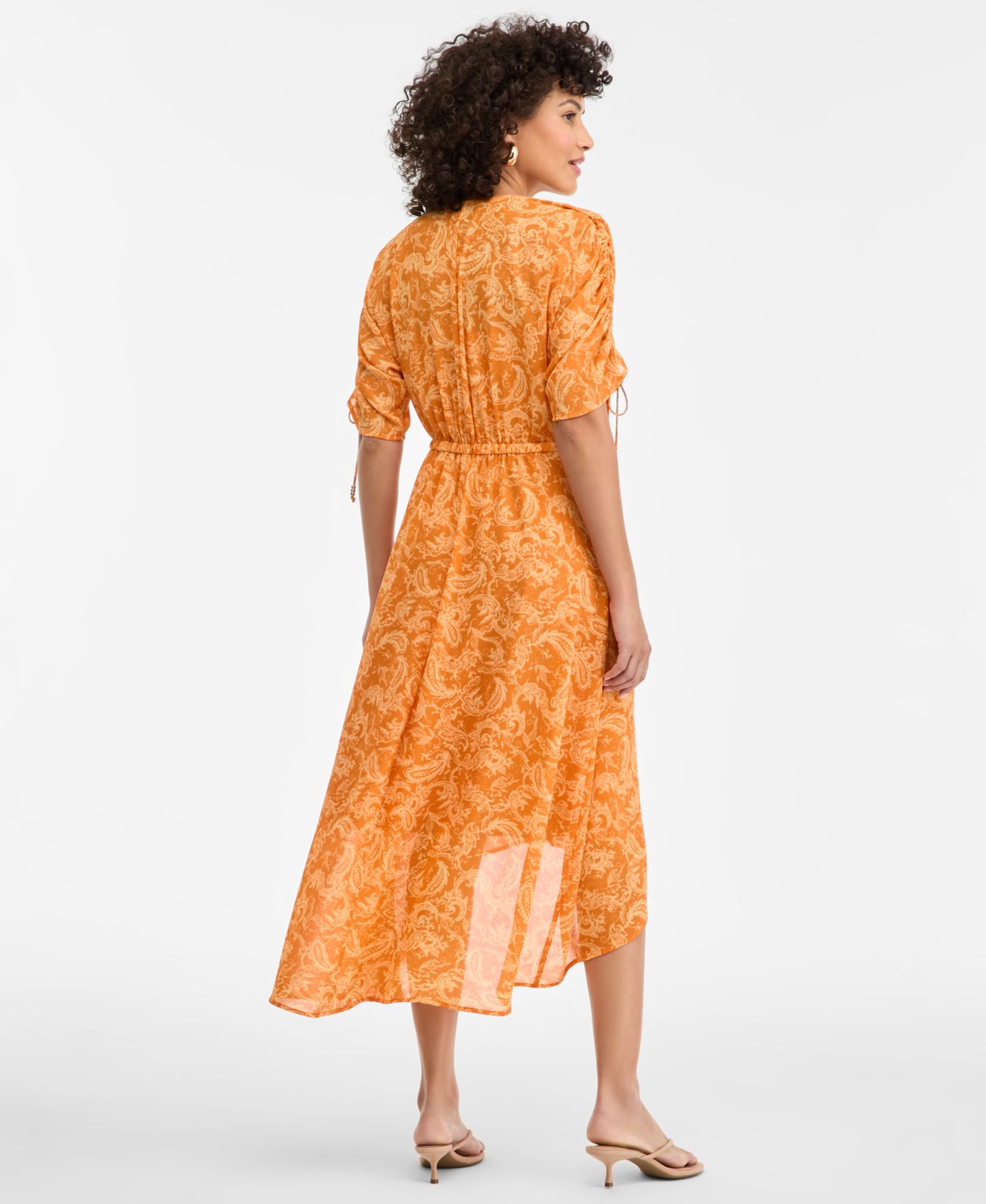 Women's Short-Sleeve Printed Faux Wrap Dress