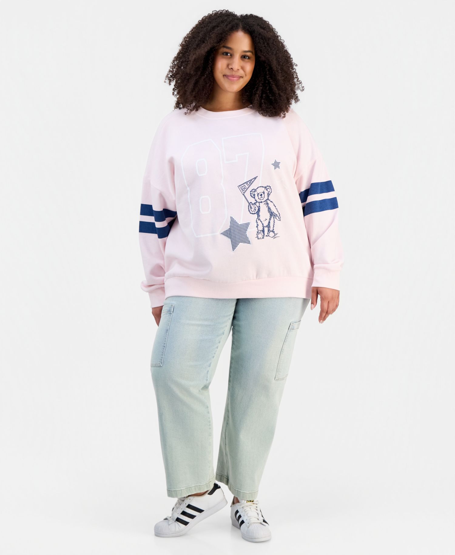 Trendy Plus Size Fleece Crewneck Sweatshirt